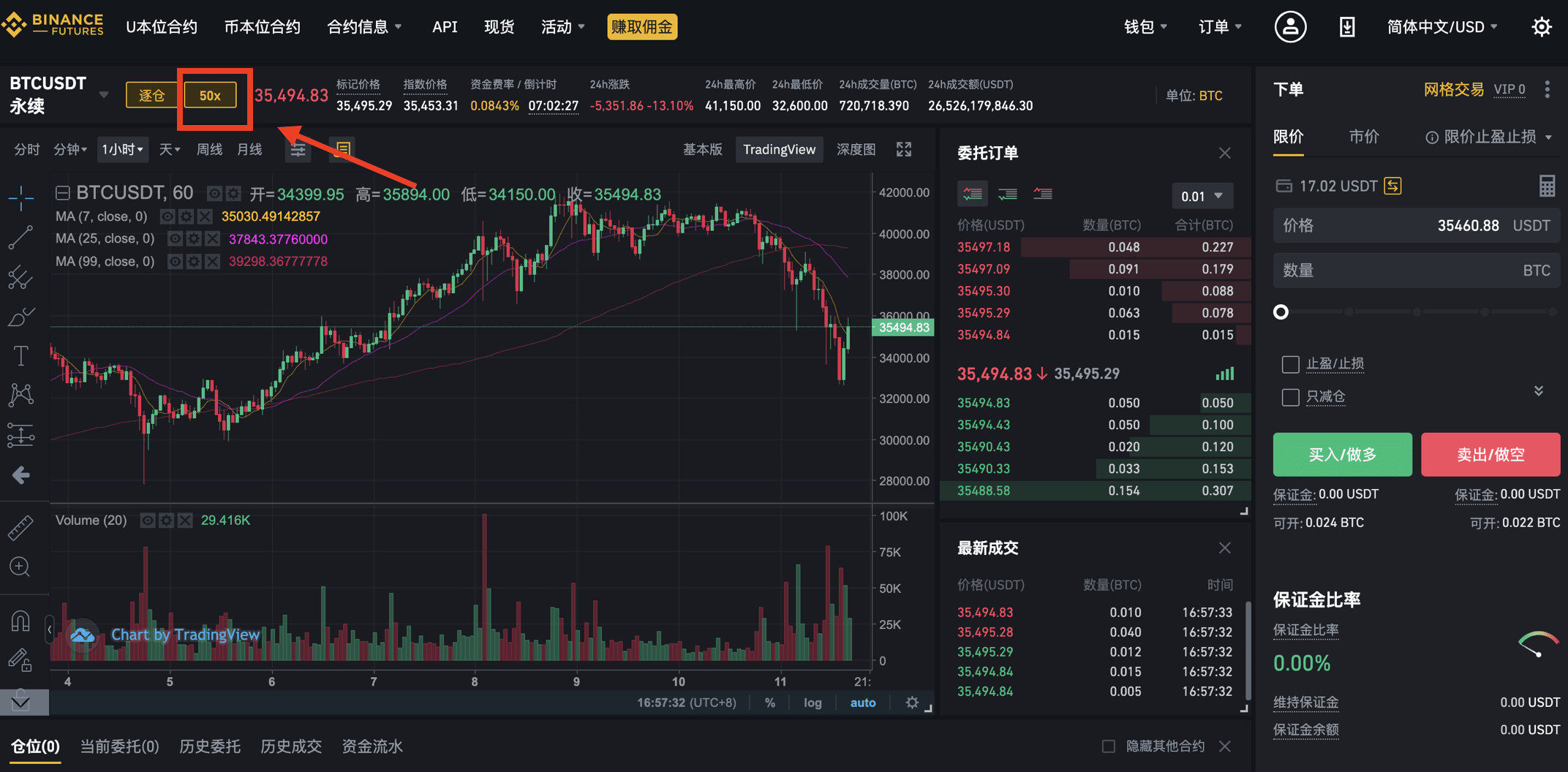 币安Binance U本位合约的杠杆和保证金如何计算