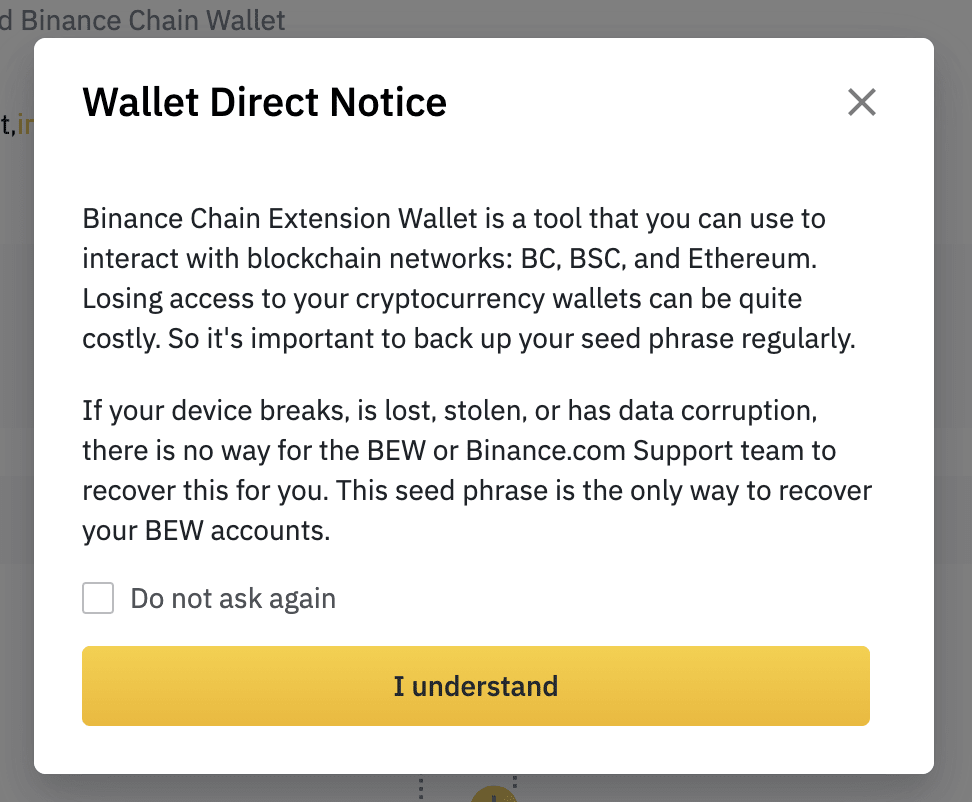 如何通过Wallet Direct关联币安扩展钱包(BEW)？