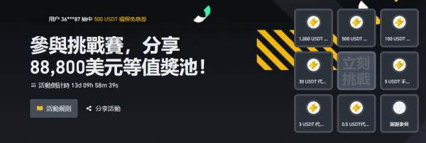 参与币安挑战赛，分享88,800美元等值奖池！