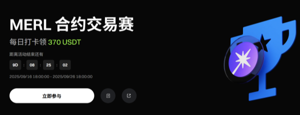 Gate平台MERL币合约交易赛，每日打卡领370USDT